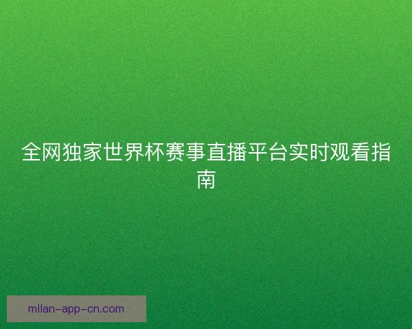 全网独家世界杯赛事直播平台实时观看指南